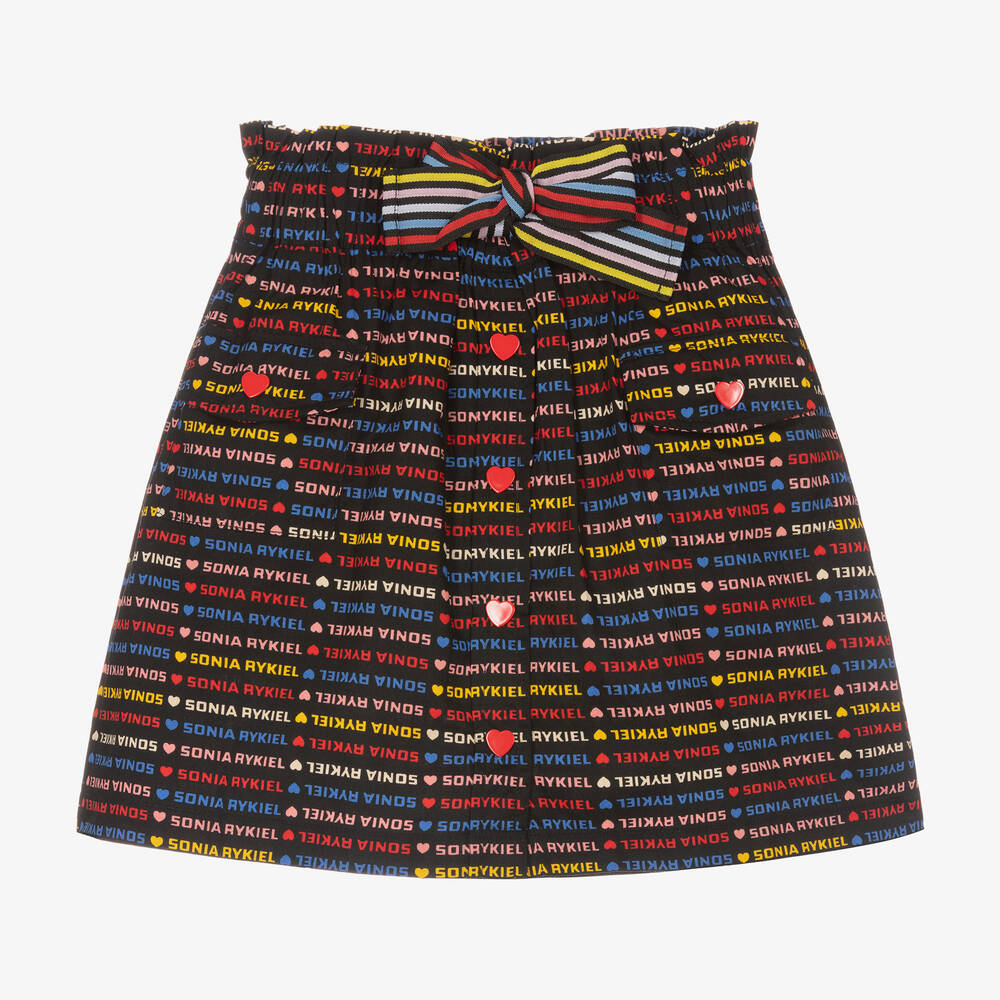 Sonia Rykiel Paris Babies' Girls Black Logo Striped Skirt