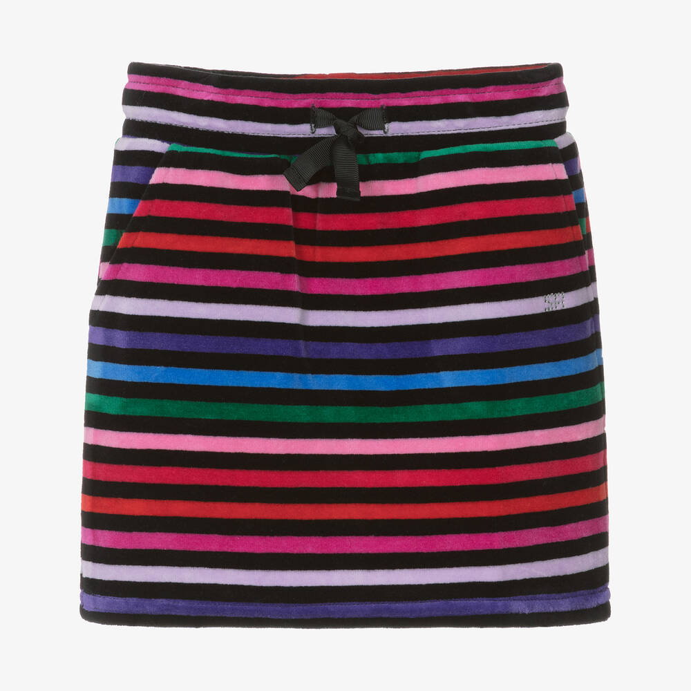 Sonia Rykiel Paris - Girls Black Striped Velour Skirt | Childrensalon