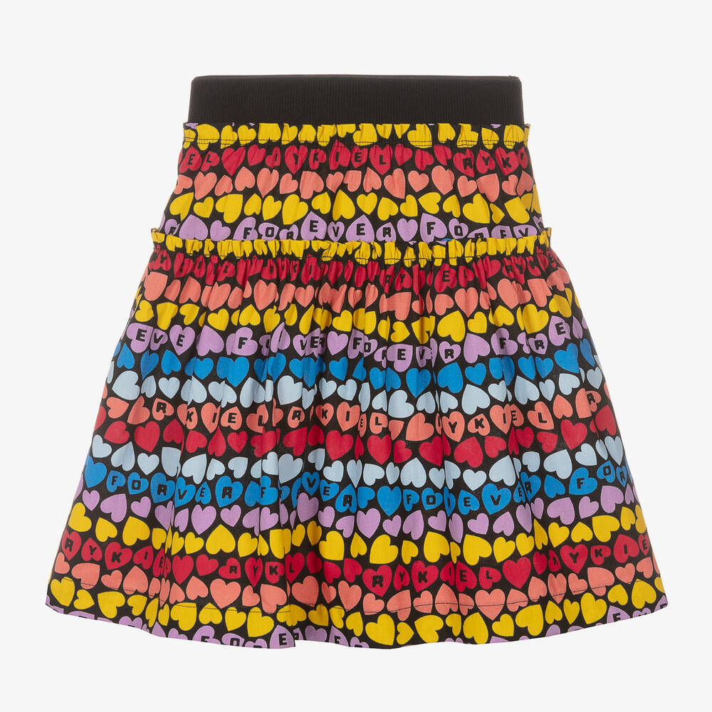Sonia Rykiel Paris - Girls Black Tiered Cotton Heart Skirt | Childrensalon