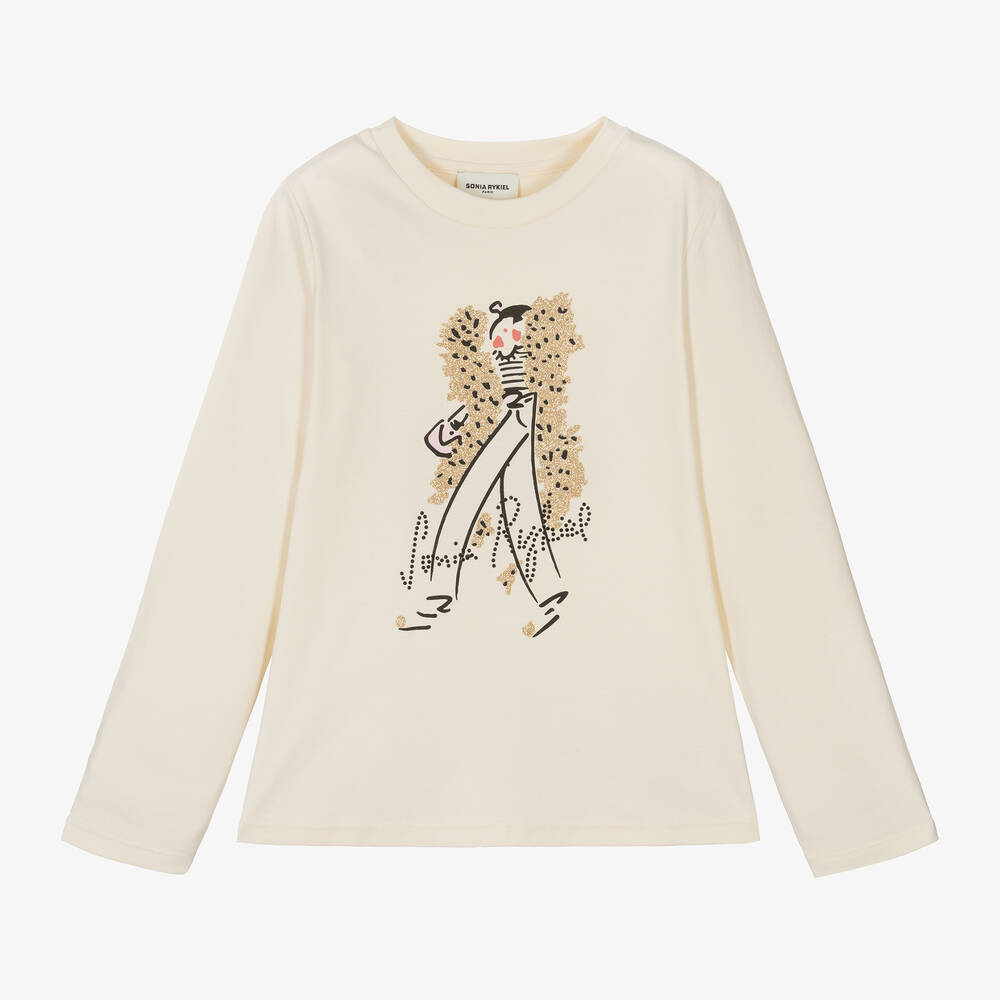 Sonia Rykiel Paris - Girls Ivory Cotton Top | Childrensalon