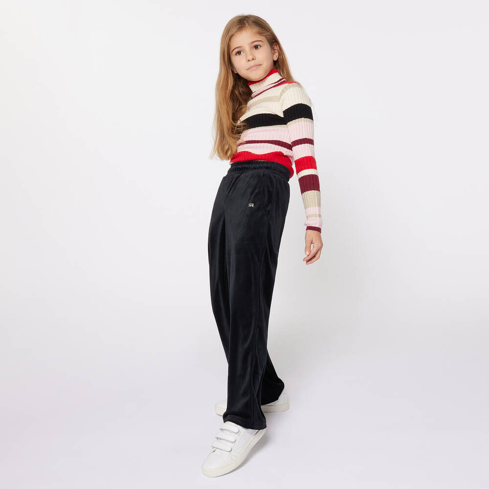 Sonia Rykiel Paris-Girls Red Stripe Knitted Roll Neck Top | Childrensalon