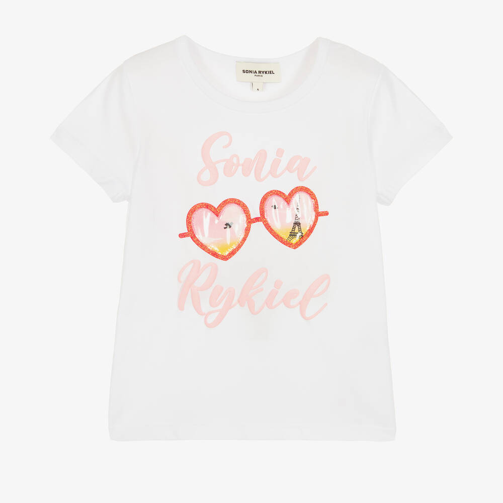 Sonia Rykiel Paris Babies' Girls White Cotton Logo T-shirt