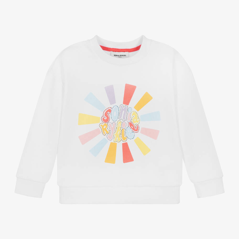 Sonia Rykiel Paris - Girls White Cotton Sweatshirt | Childrensalon