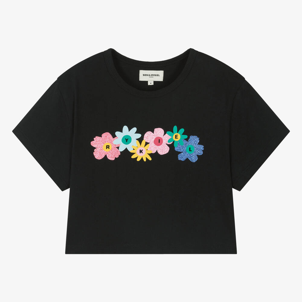 Sonia Rykiel Paris - Teen Girls Black Organic Cotton T-Shirt | Childrensalon