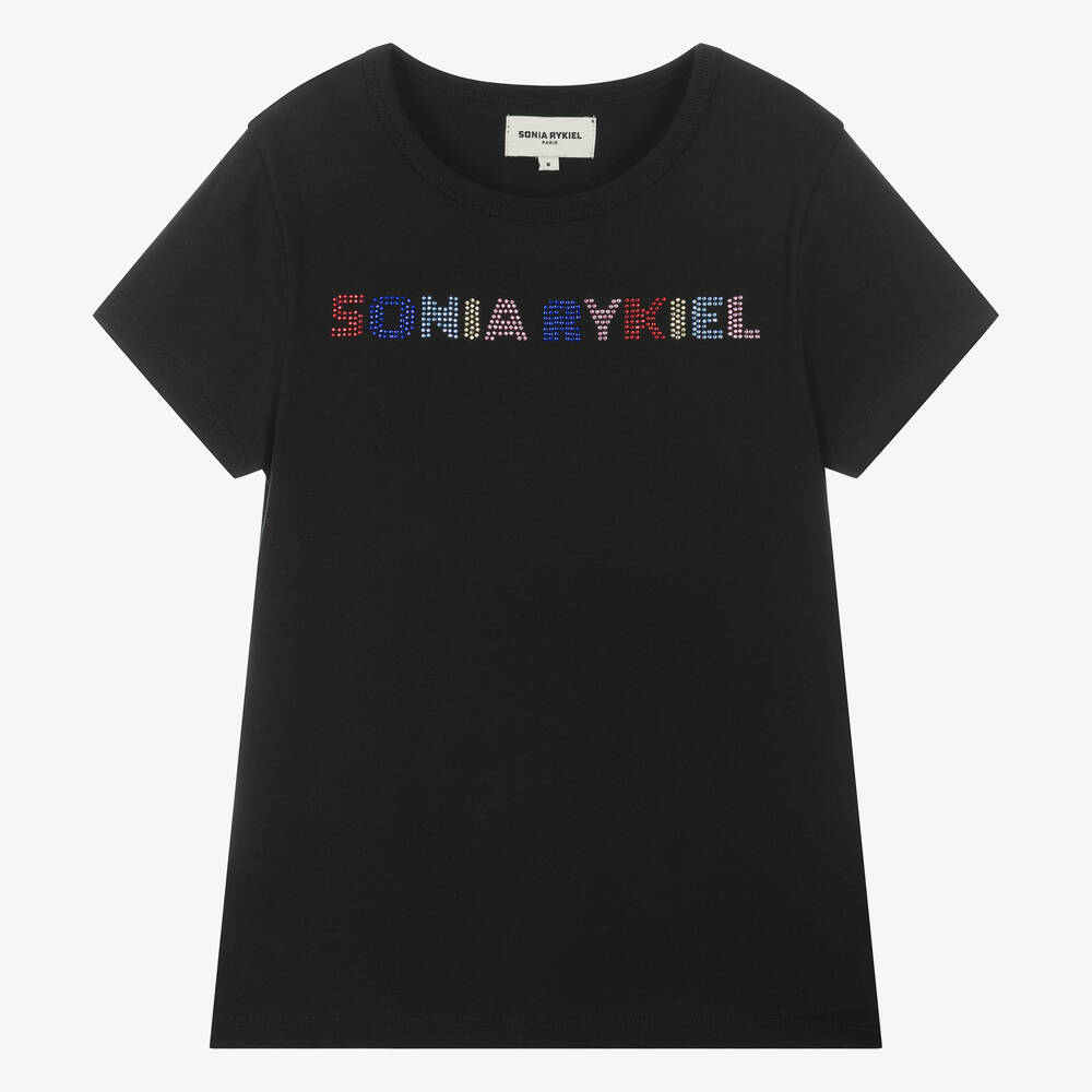 Shop Sonia Rykiel Paris Teen Girls Black Organic Cotton T-shirt