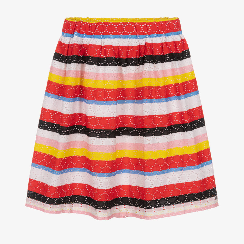 Sonia Rykiel Paris Teen Girls Embroidered Cotton Skirt In Red