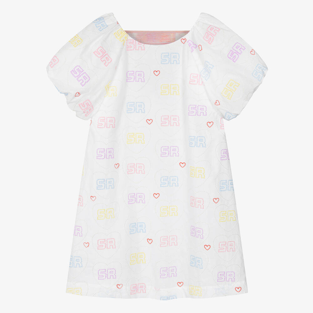 Sonia Rykiel Paris - فستان بطبعة قلوب قطن لون أبيض للمراهقات | Childrensalon