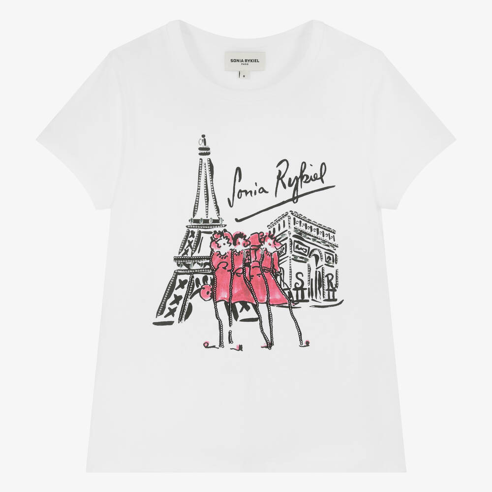 Sonia Rykiel Paris - Teen Girls White Organic Cotton T-Shirt | Childrensalon