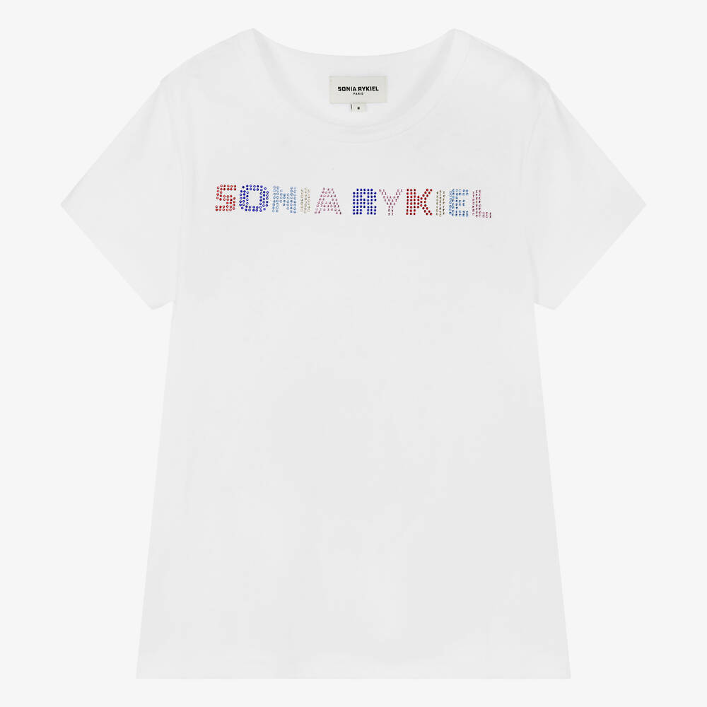 Sonia Rykiel Paris - تيشيرت قطن عضوي لون أبيض للمراهقات | Childrensalon