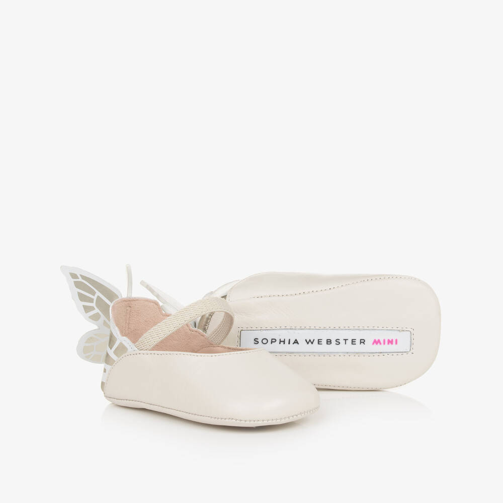 Sophia Webster Mini - Baby Girls Ivory Leather Pre-Walker Shoes | Childrensalon