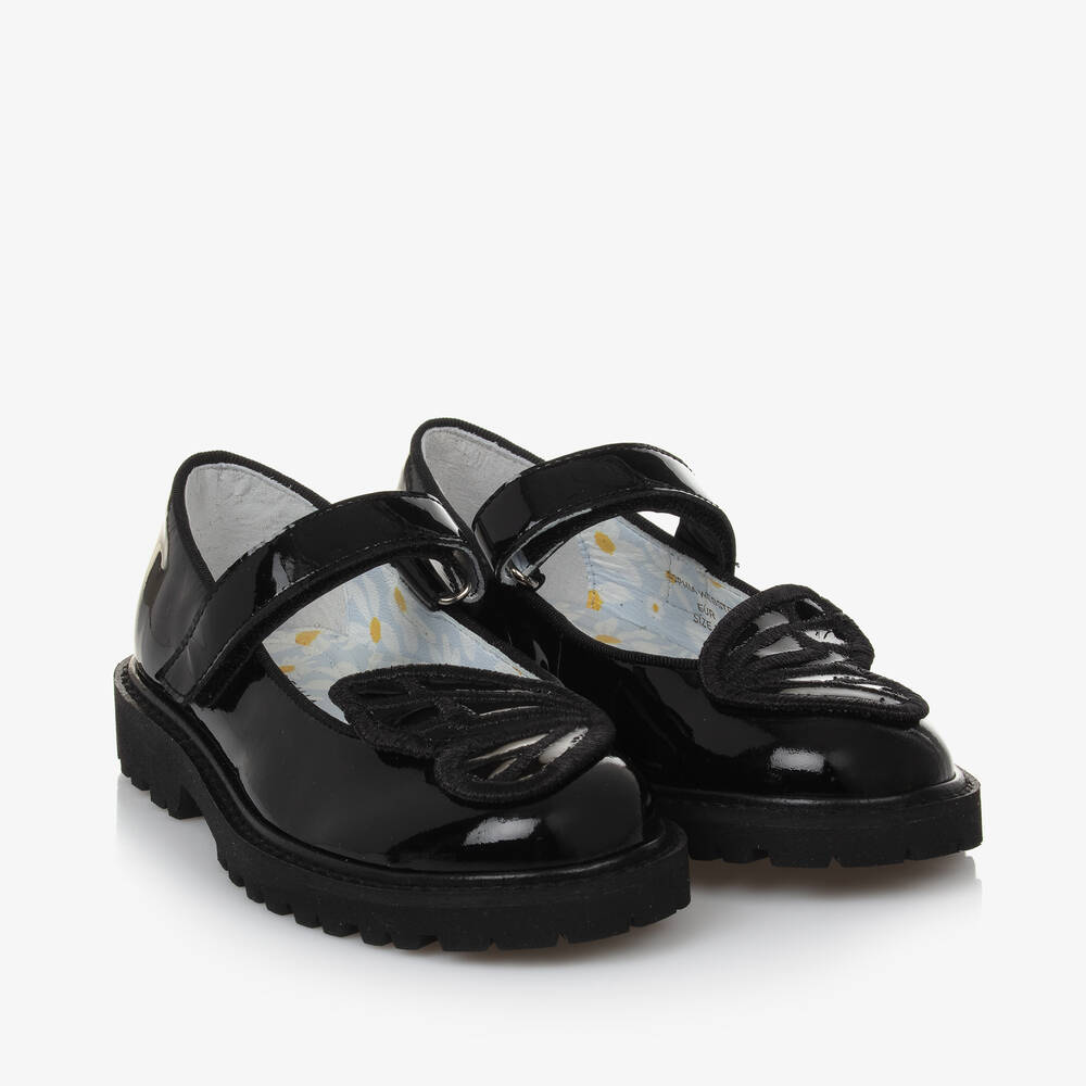 Sophia Webster Mini - Girls Black Patent Leather Butterfly Shoes | Childrensalon