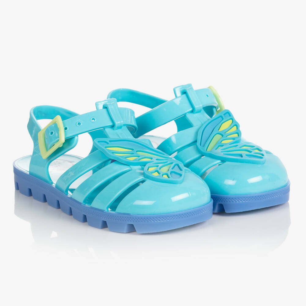 Sophia Webster Mini - Girls Blue Butterfly Jelly Shoes | Childrensalon