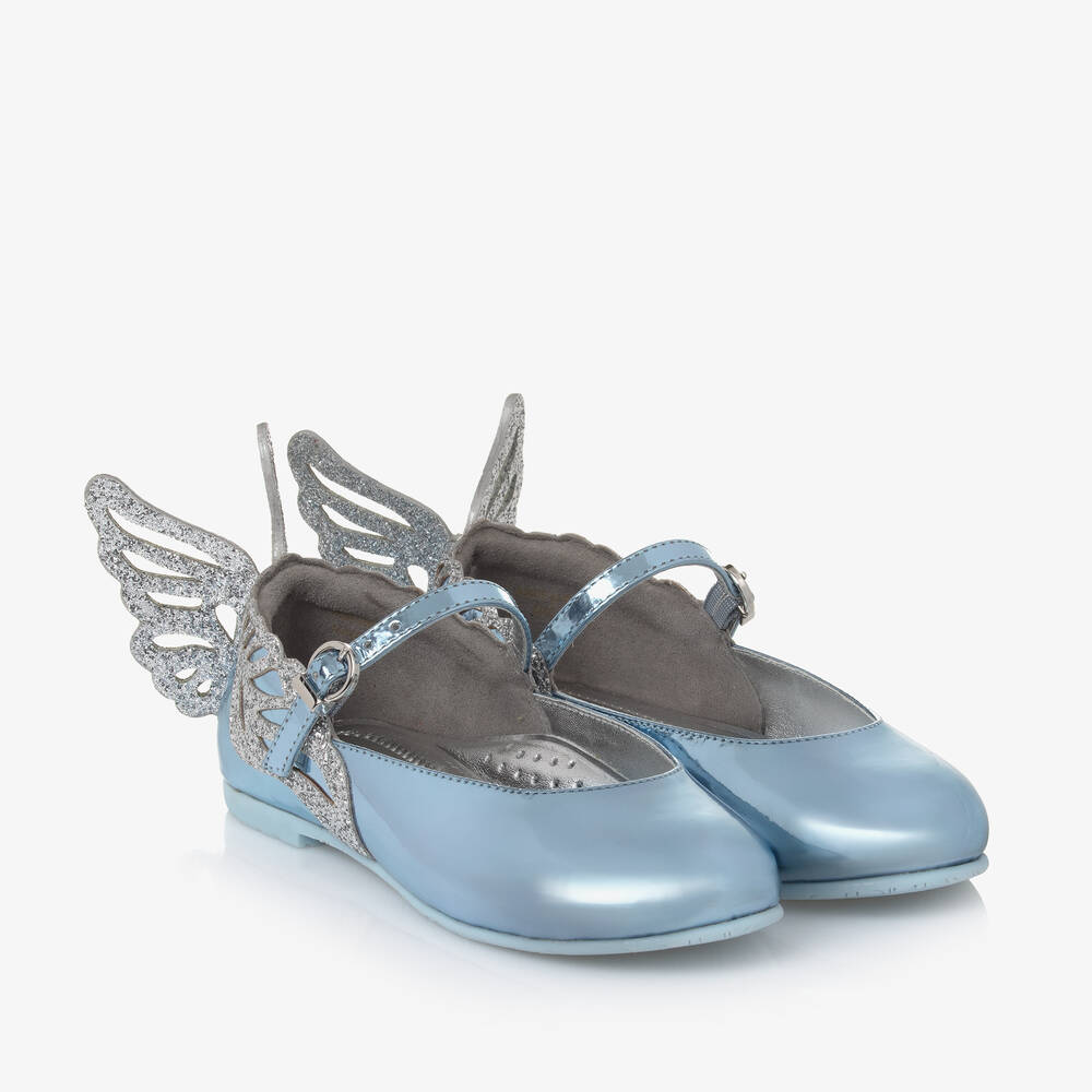 Sophia Webster Mini - Girls Blue Leather Heavenly Shoes | Childrensalon