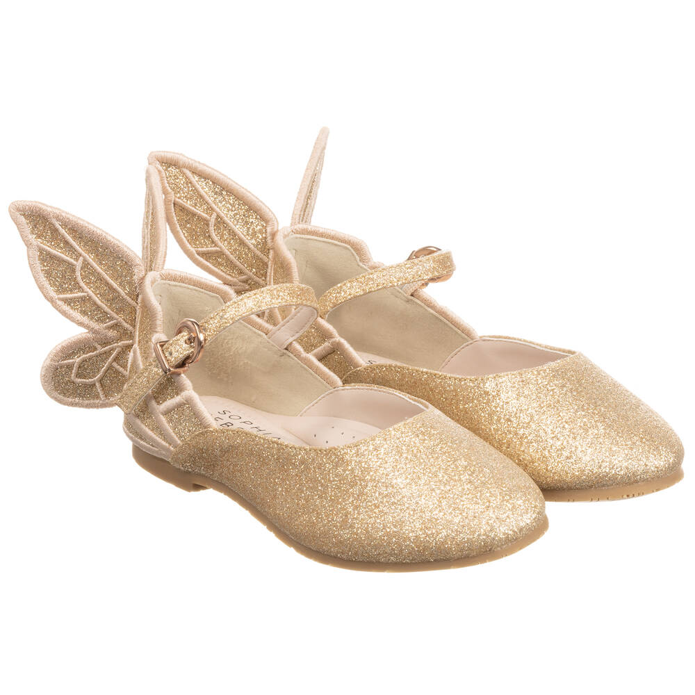 Sophia Webster Mini - Girls Gold Glitter Shoes | Childrensalon