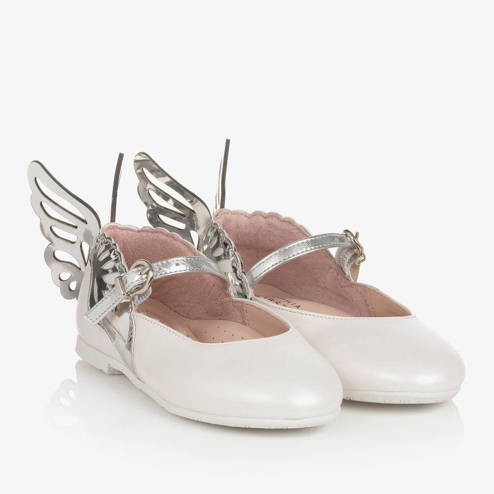 Sophia Webster Mini - Кремовые кожаные туфли с бабочками | Childrensalon