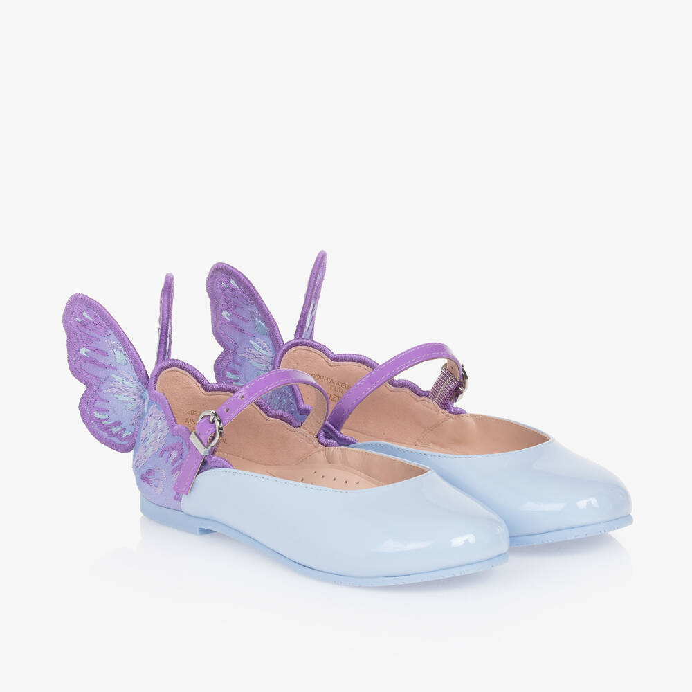 Sophia Webster Mini - حذاء Chiara جلد لامع وقماش لون بنفسجي وأزرق | Childrensalon