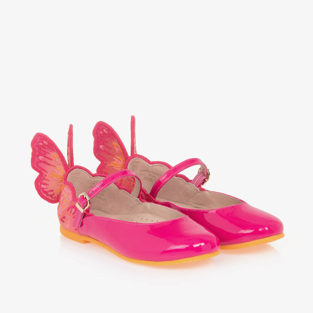 Shop Sophia Webster Mini Girls Patent Pink Chiara Shoes