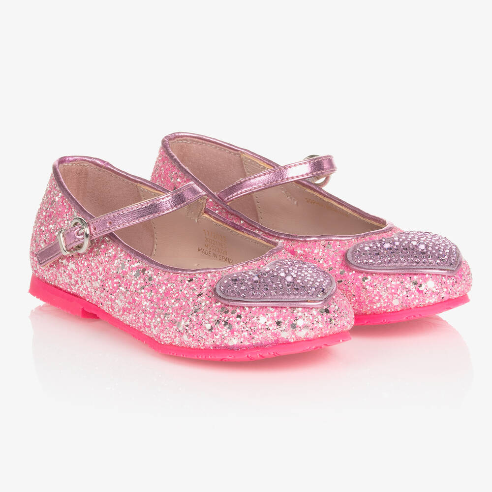 Sophia Webster Mini - Girls Pink Leather Amora Glitter Shoes | Childrensalon