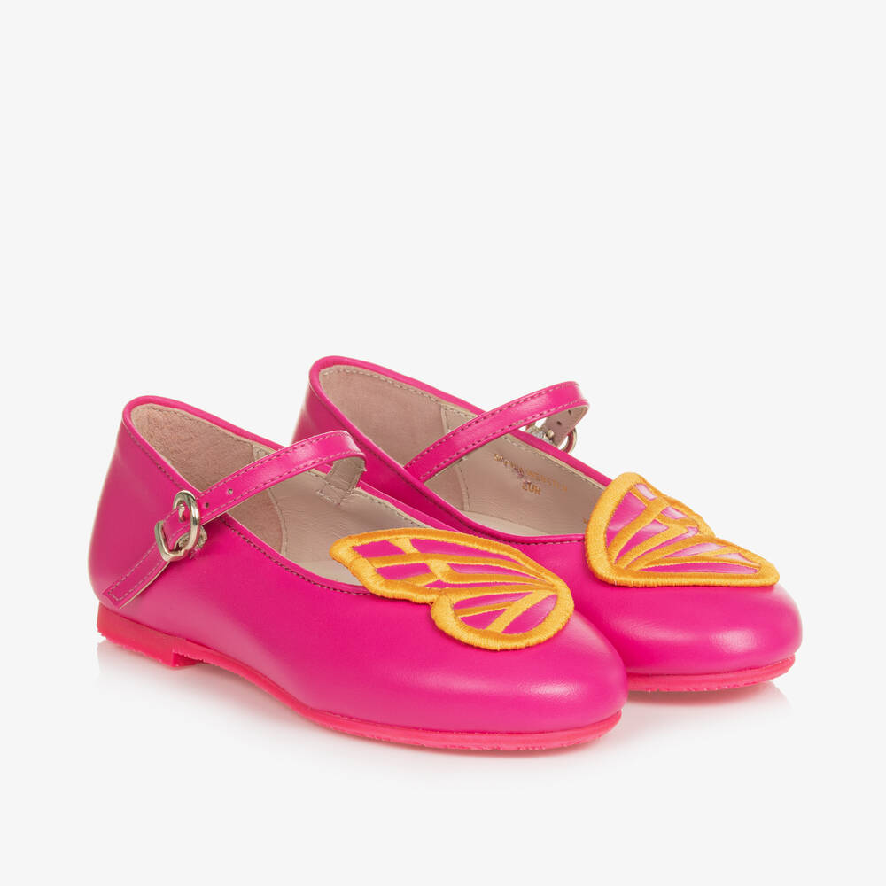 Shop Sophia Webster Mini Girls Pink Leather Butterfly Shoes