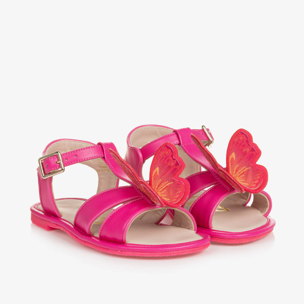 Sophia Webster Mini - Girls Pink Leather Celeste Sandals | Childrensalon