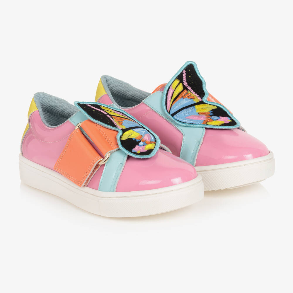 Sophia Webster Mini Kids' Girls Pink Leather Velcro Butterfly Sneakers