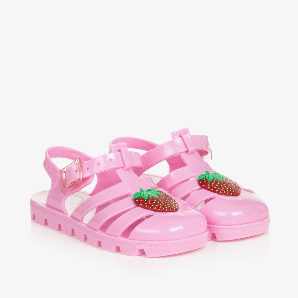 Shop Sophia Webster Mini Girls Pink Strawberry Jelly Sandals