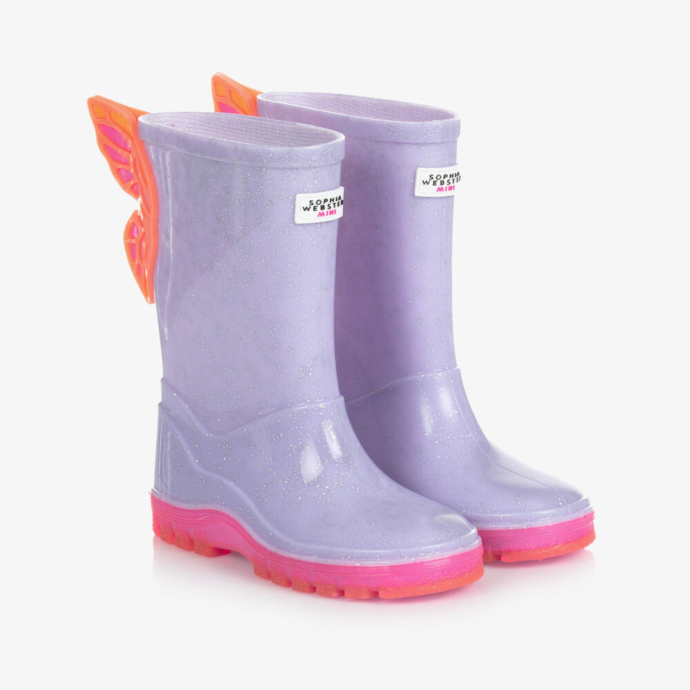 Sophia Webster Mini - Girls Purple Butterfly Rain Boots | Childrensalon