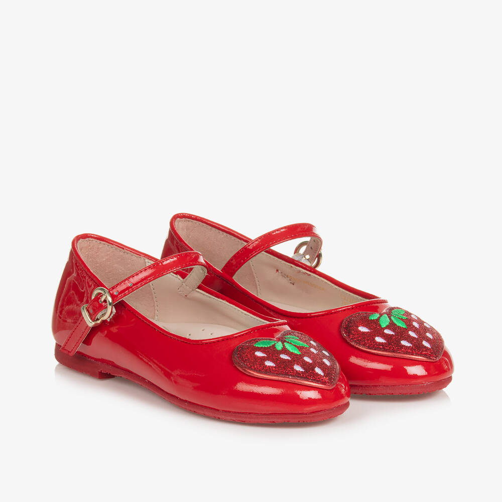 Sophia Webster Mini - حذاء Amora بإبزيم جلد لامع لون أحمر للبنات | Childrensalon
