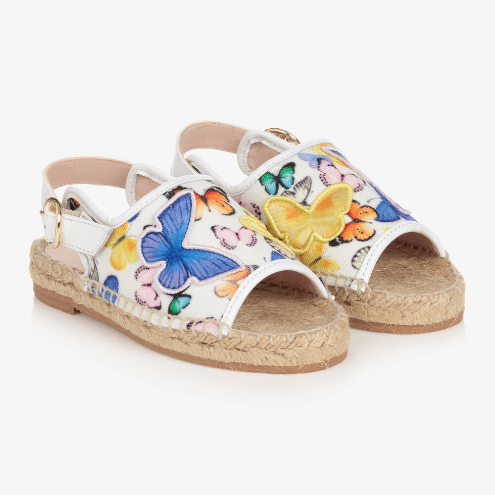 Sophia Webster Mini - Girls White Butterfly Espadrille Sandals | Childrensalon
