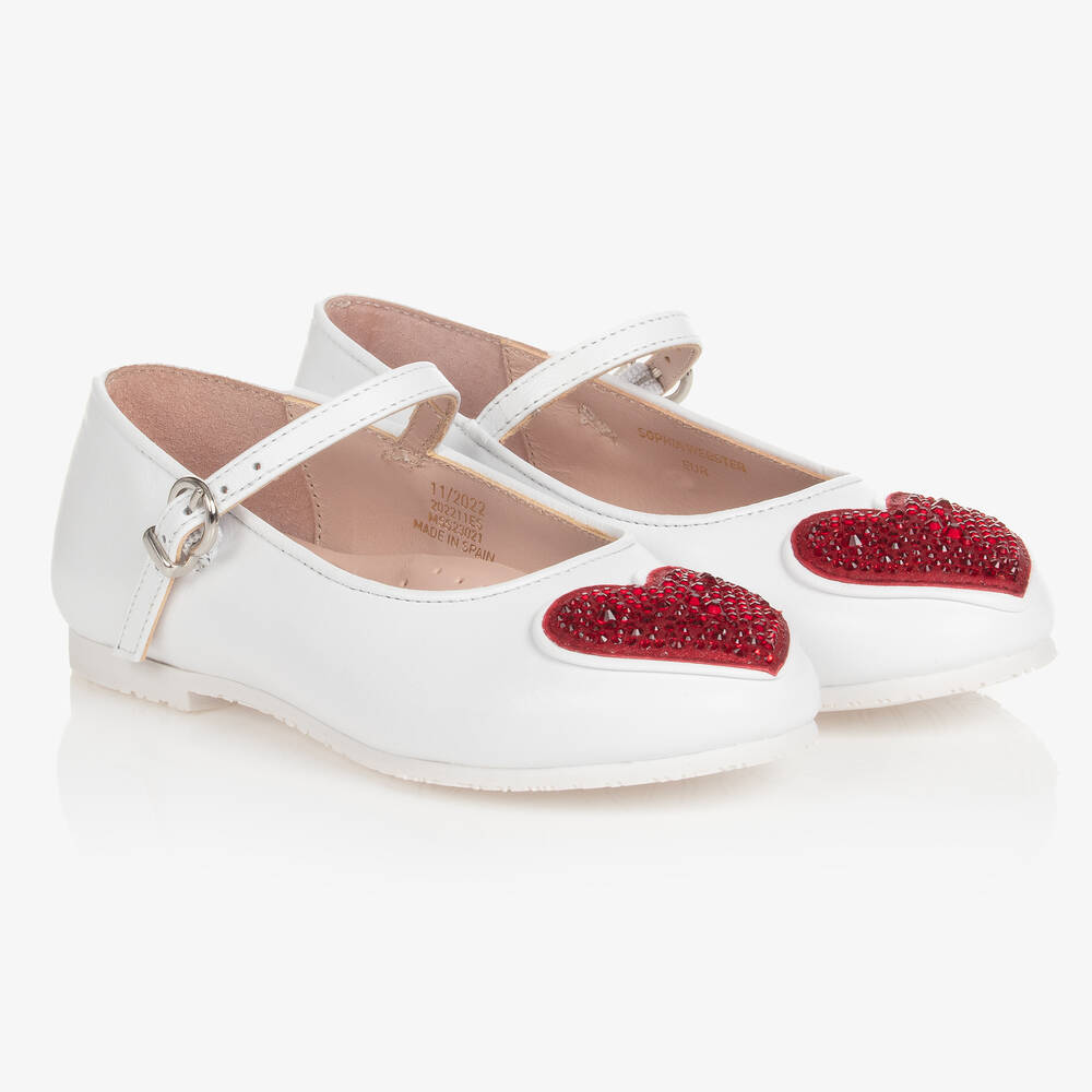 Sophia Webster Mini - Girls White Leather Amora Shoes | Childrensalon