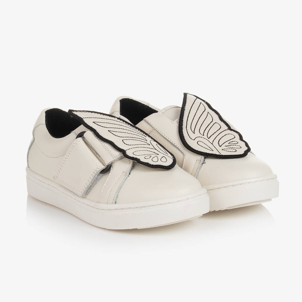 Sophia Webster Mini - حذاء رياضي جلد لون أبيض للبنات | Childrensalon