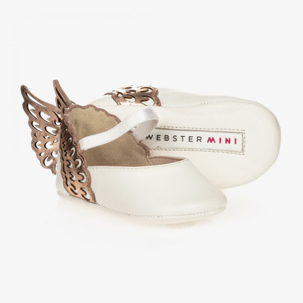 Sophia Webster Mini - White & Gold Pre-Walker Shoes | Childrensalon