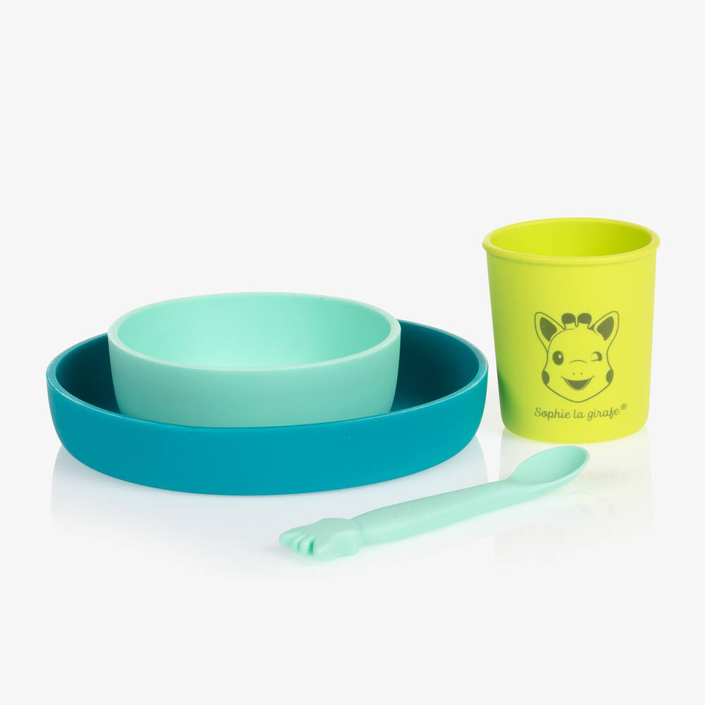 Sophie la Girafe - طقم أدوات مائدة سيليكون لون أزرق (4 قطع)  | Childrensalon