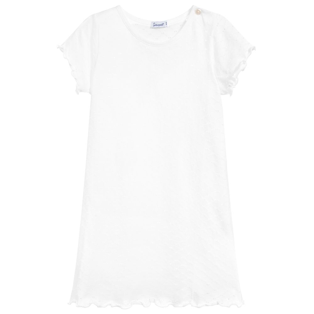 Sottocoperta Kids' Girls White Cotton Nightdress