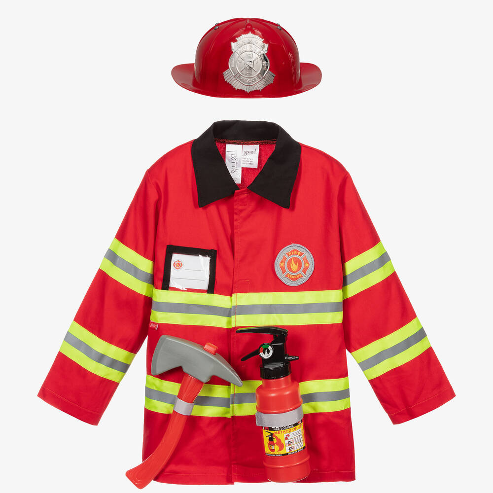 Souza - طقم زي رجل الإطفاء قطن لون أحمر - 4 قطع | Childrensalon