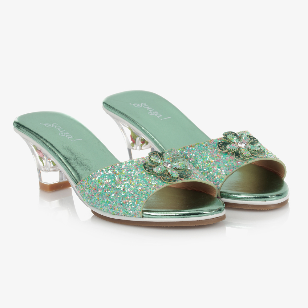 Souza - Girls Green Heeled Shoes | Childrensalon