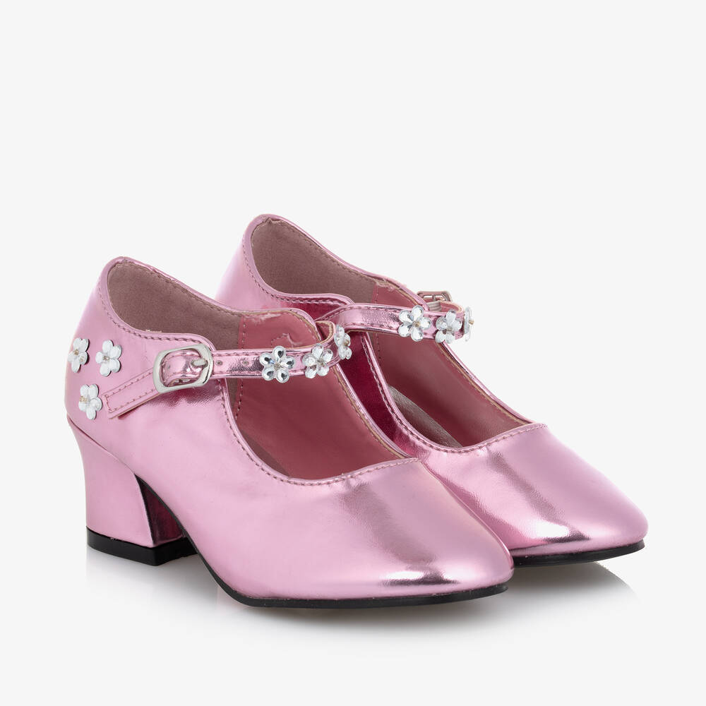 Souza - حذاء بكعب جلد صناعي لون زهري متاليك للبنات | Childrensalon