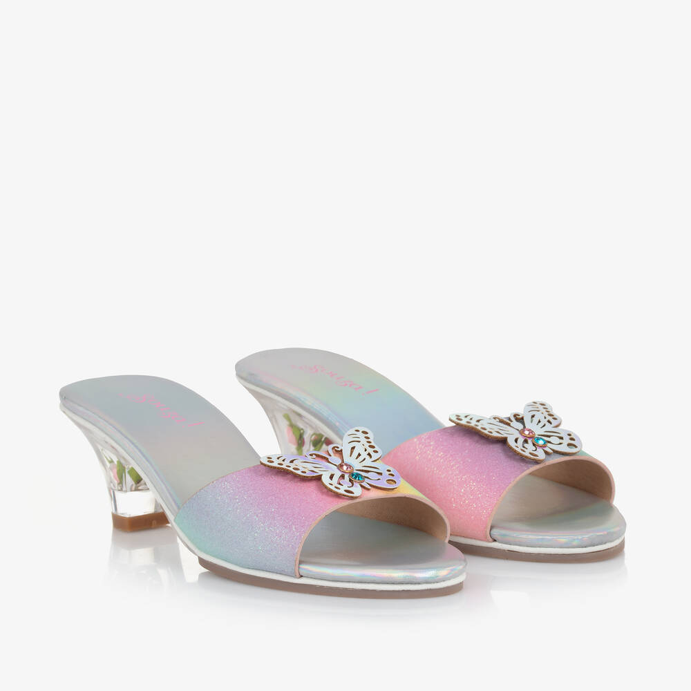 Souza - Розово-серебристые туфли на каблуке с перламутровым отливом | Childrensalon