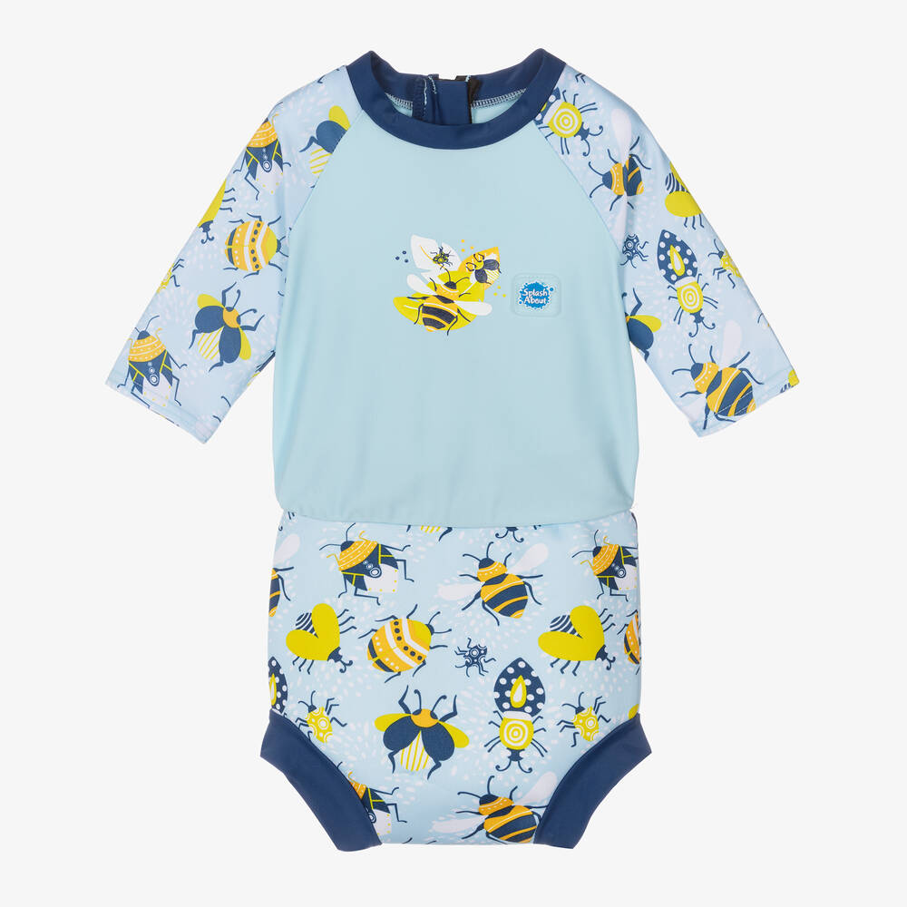 Splash About Blue Bee Happy Nappy Baby Sun Suit (upf50+)