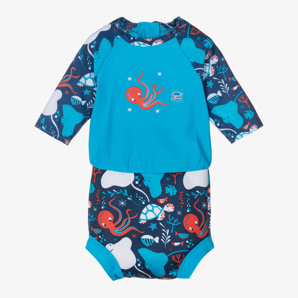 Splash About - Blue Happy Nappy Baby Sun Suit (UPF50+) | Childrensalon
