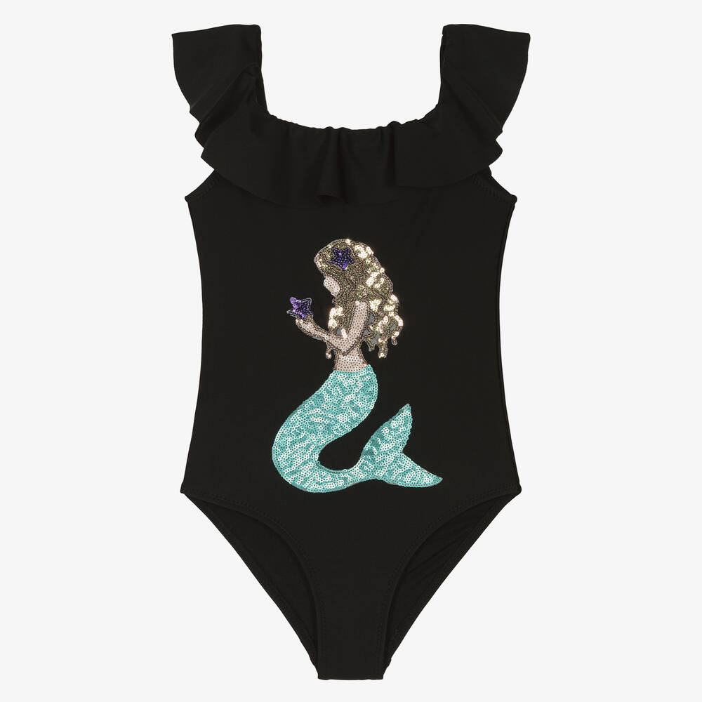 Stella Cove - Girls Black Ruffle Mermaid Swimsuit | Childrensalon