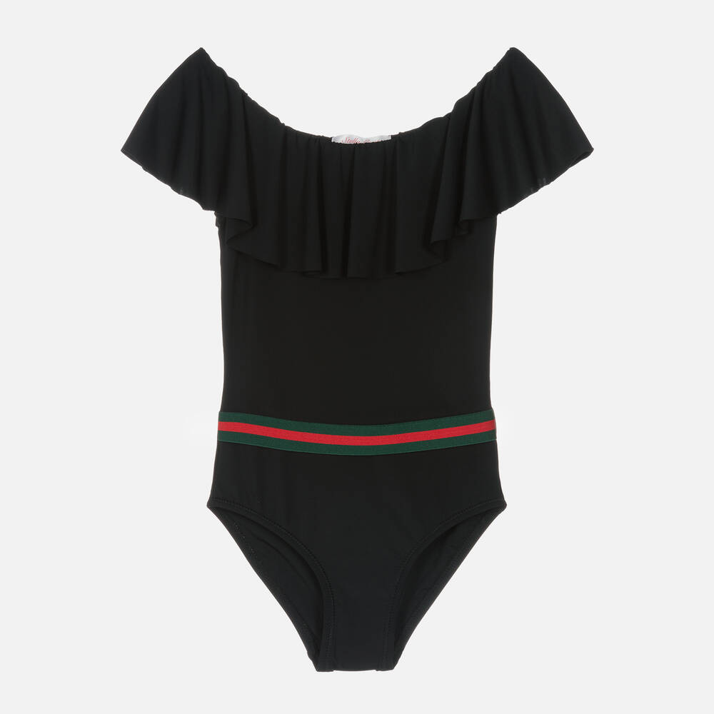 Stella Cove Babies' Girls Black Ruffle Swimsuit
