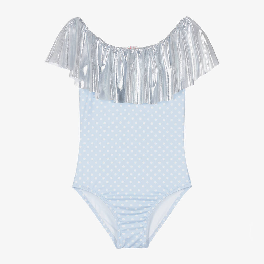 Stella Cove - Girls Blue Polka Dot Ruffle Swimsuit | Childrensalon