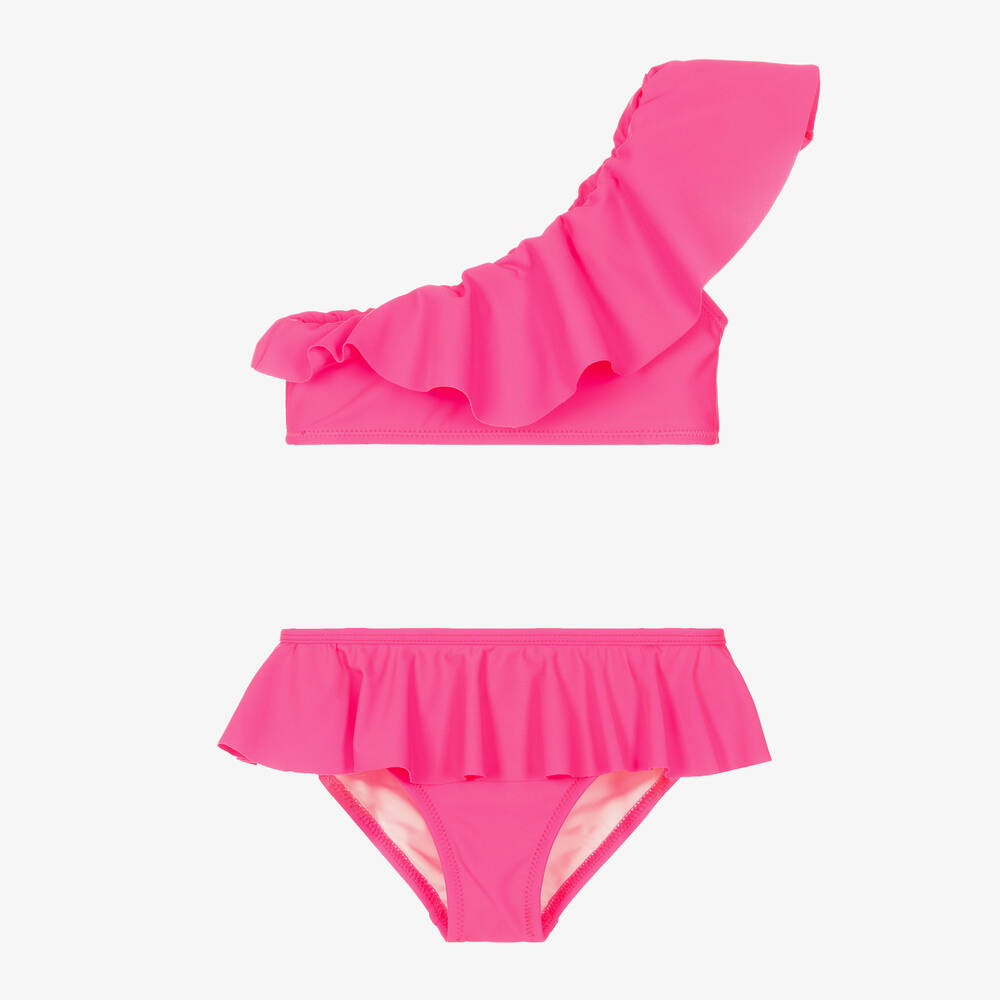 Stella Cove Kids' Girls Neon Pink One Shoulder Bikini