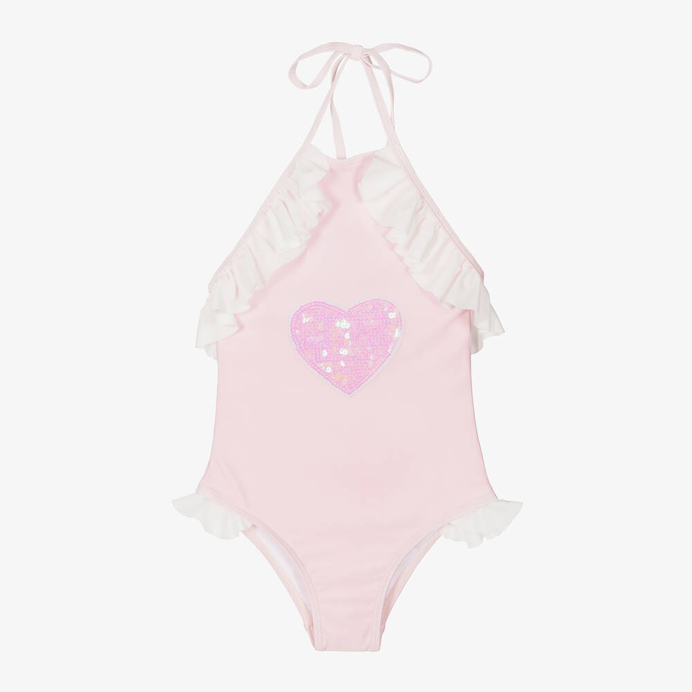 Stella Cove - Girls Pale Pink Ruffle Halterneck Swimsuit | Childrensalon