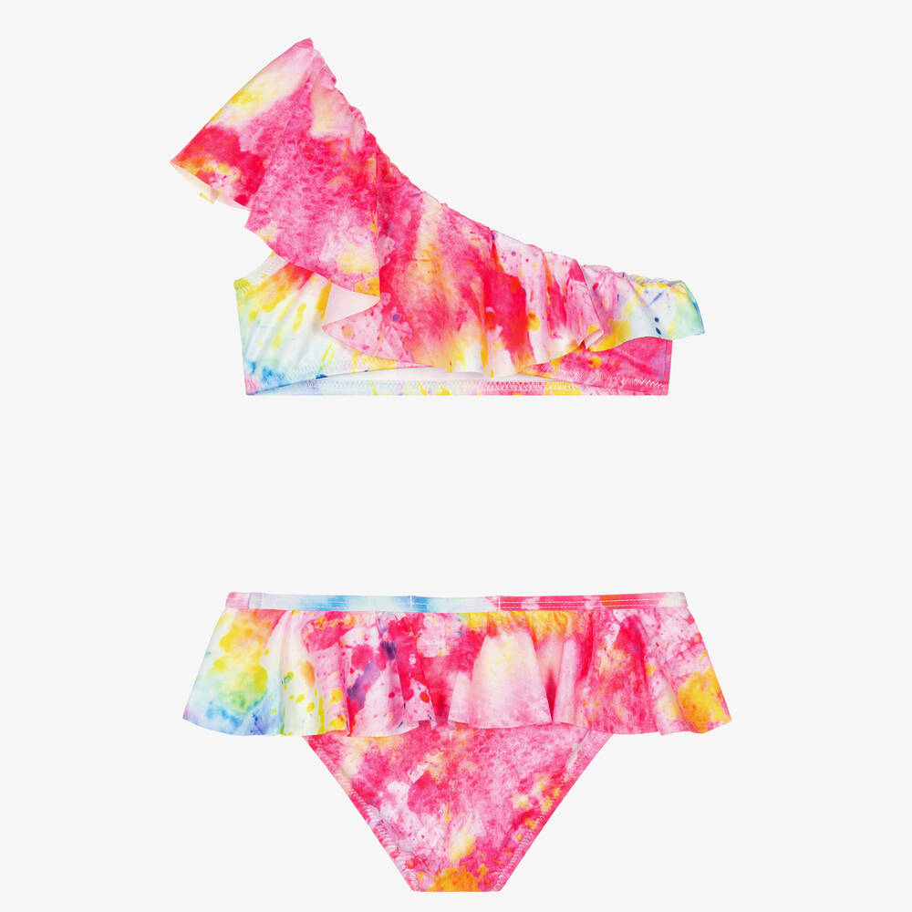 Stella Cove - Bikini asymétrique rose à volants  | Childrensalon