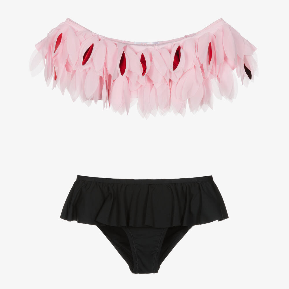 Stella Cove - Girls Pink & Black Petals Bikini | Childrensalon