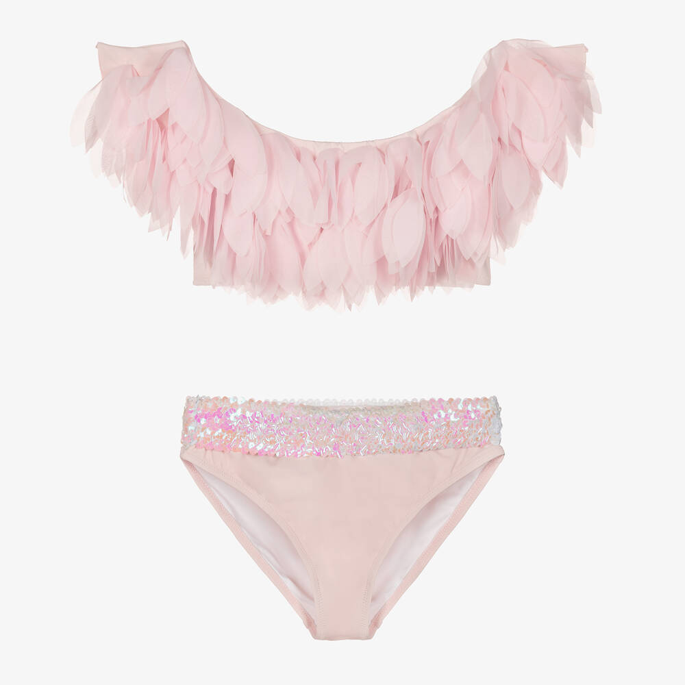 Stella Cove - Girls Pink Petals & Sequins Bikini | Childrensalon