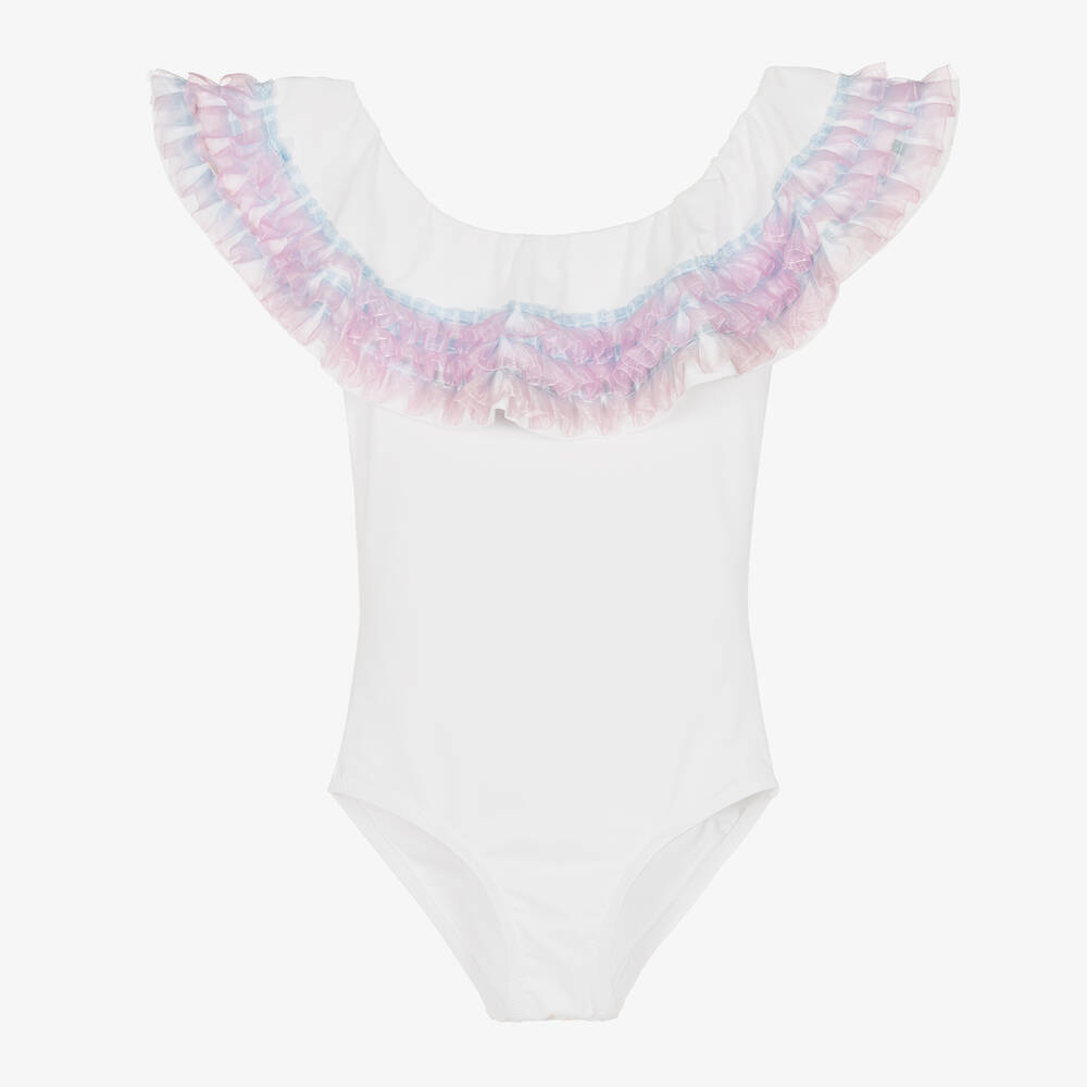 Stella Cove Babies' Girls White Frilled Swimsuit