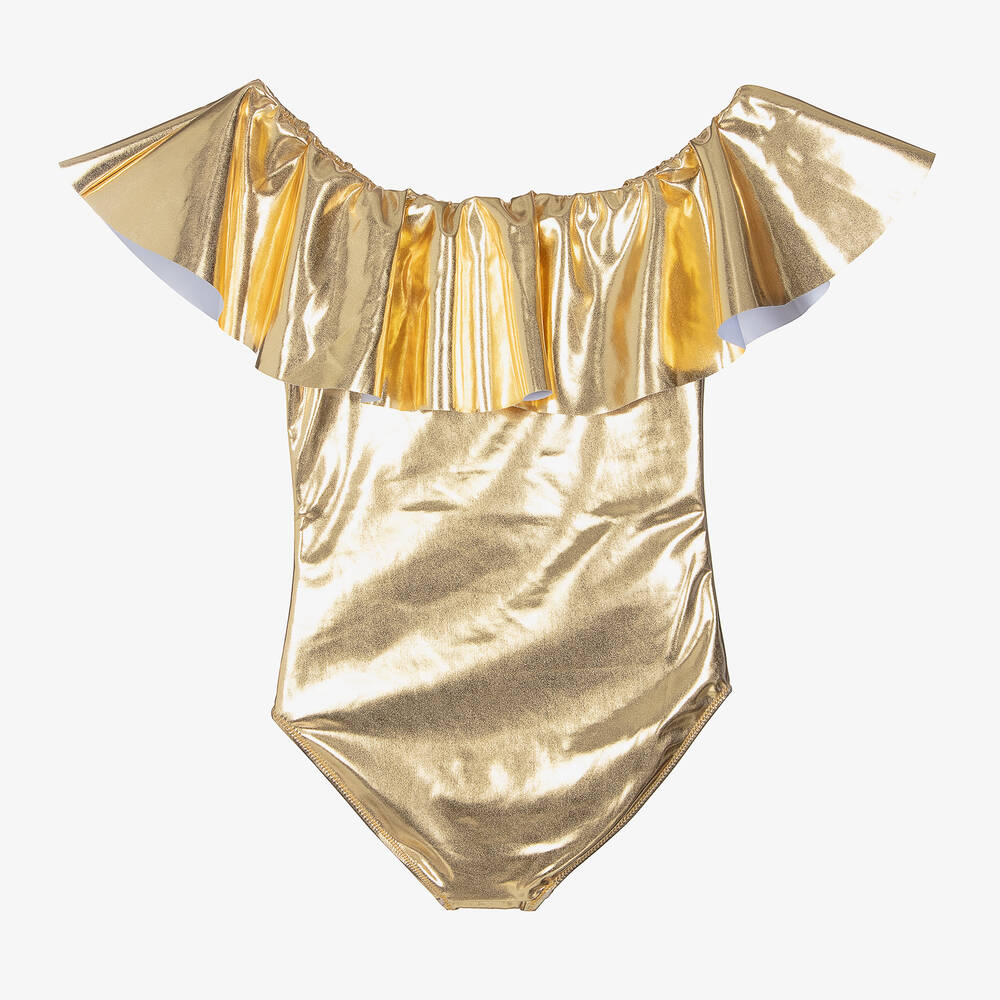 Silver and Gold Ruffle Bikini for Girls – Stella Cove
